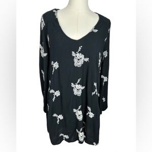 Free People Black and White Floral Long Sleeve Dress Size S